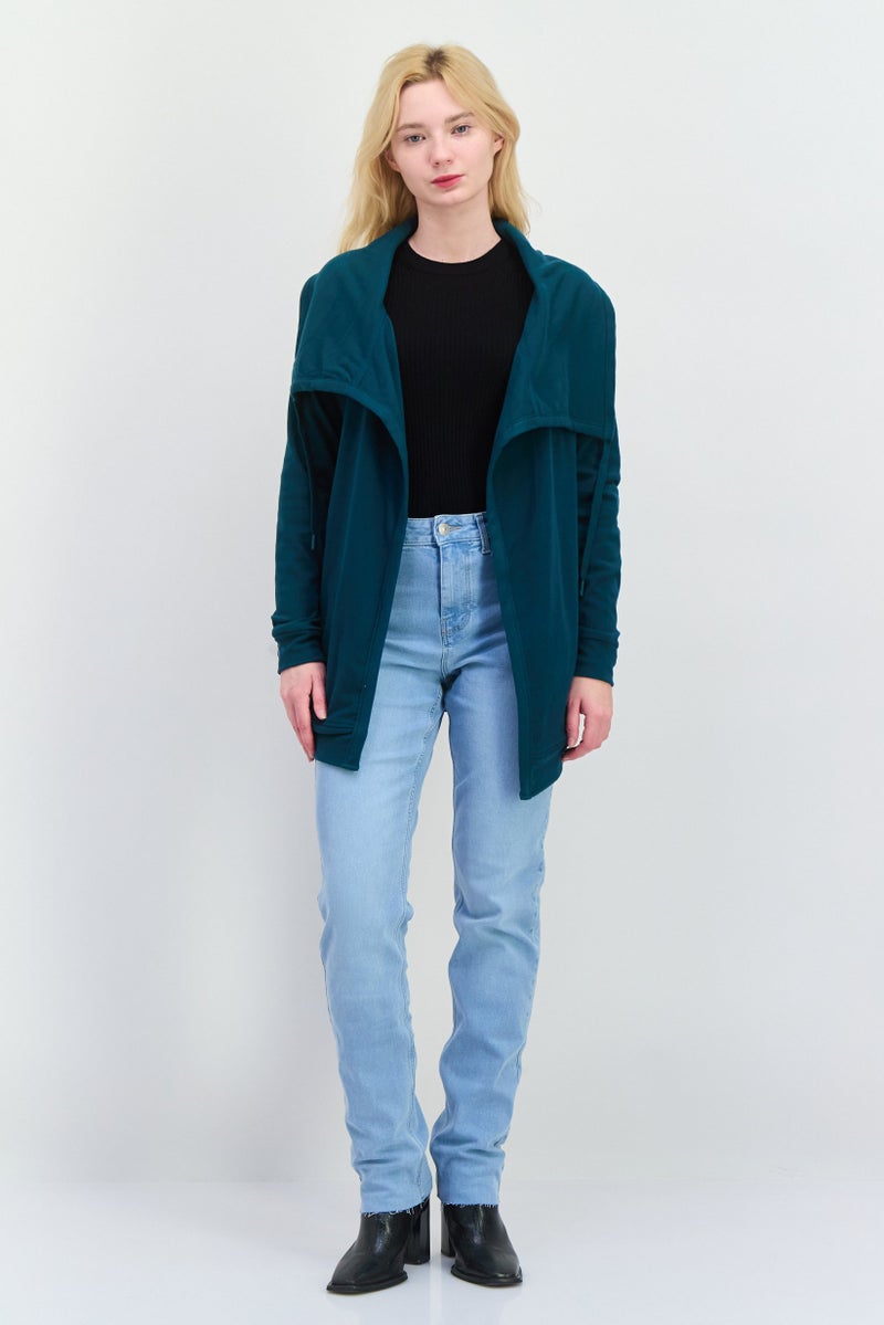 Bearpaw كارديغان نسائي برباط عنق من الفليس، أخضر - Image 4